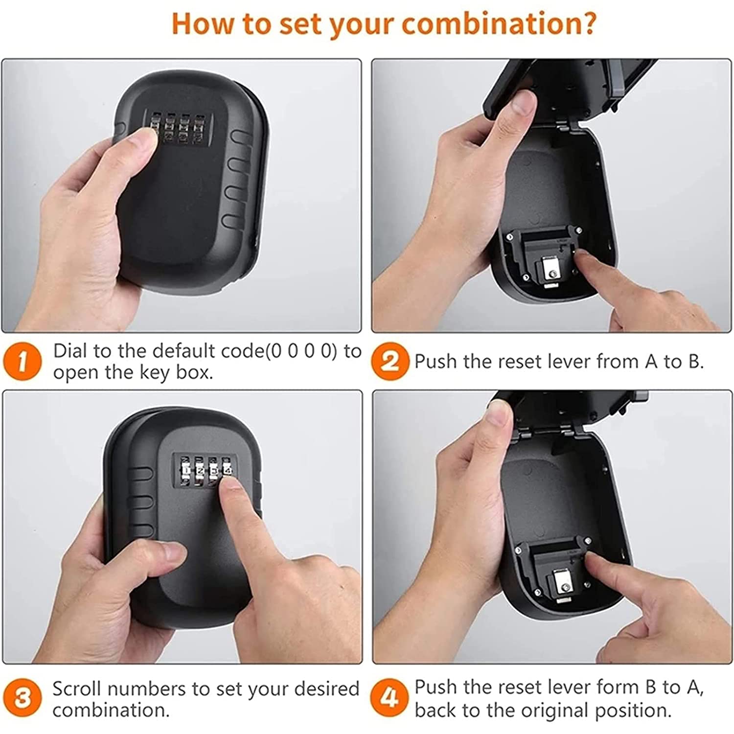 Secure Outdoor Key Lock Box - 4 Digit Resettable Combination Key Safe with Waterproof Cover & Mounting Kit | Wall Mounted House Key Storage for Vacation Homes, Rental Properties & Emergency Access (Black)