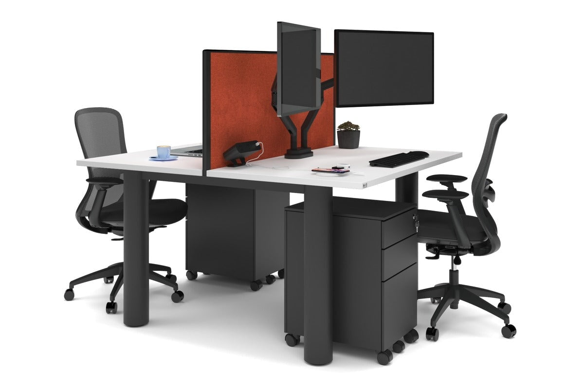Quadro Cylinder Leg 2 Person Office Workstation Desk - 1200L x 700W Modern Office Furniture for Collaborative Workspaces & Home Offices