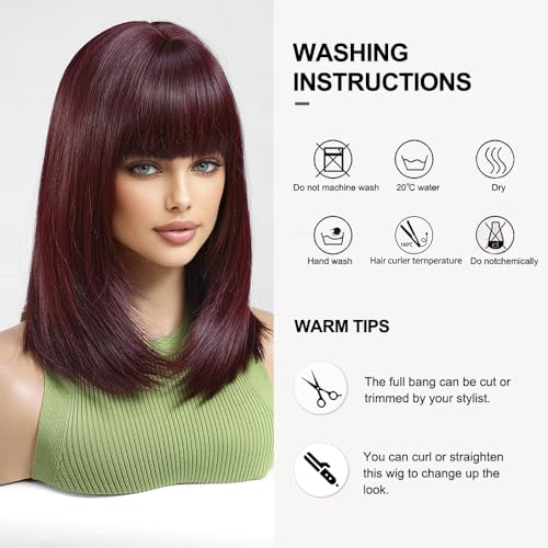 Straight Medium Long Wig With Bangs - Natural Looking Synthetic Hairpiece for Women - Perfect for Cosplay, Daily Wear & Special Occasions
