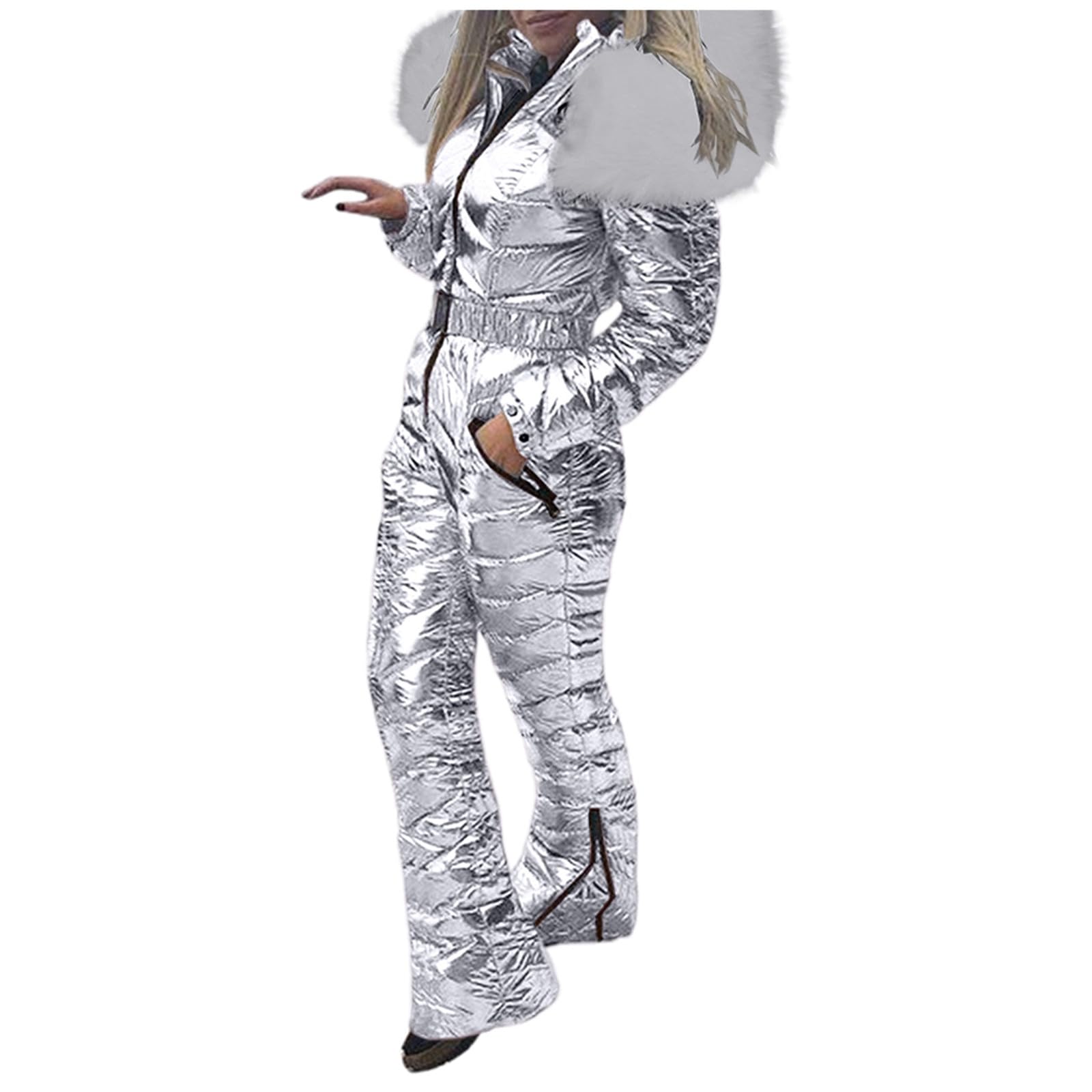 Women's Waterproof Insulated Snowsuit - Retro One-Piece Ski Suit for Freezer Work & Winter Sports | Warm Winter Outfit for Skiing, Snowboarding & Outdoor Activities