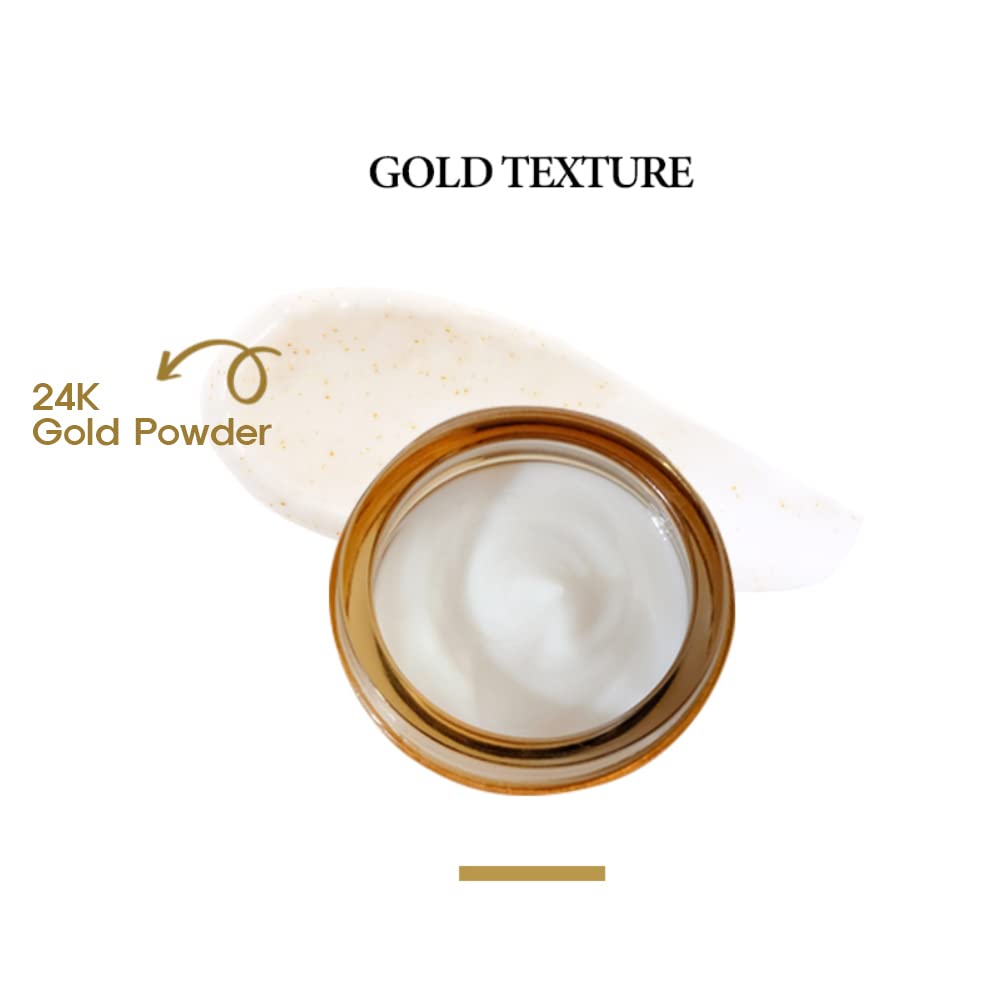 3W Clinic Collagen Luxury Gold Moisture Facial Cream 100ml (3.38 fl.oz) with Shea Butter & 24K Gold - Anti-Aging Hydrating Face Moisturizer for Women - Day & Night Cream for Dry, Sensitive Skin - Perfect for Daily Skincare Routine & Spa Treatments
