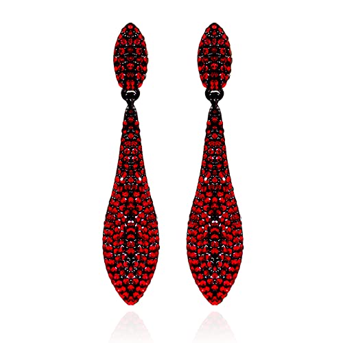C1：red crystal bridal earrings