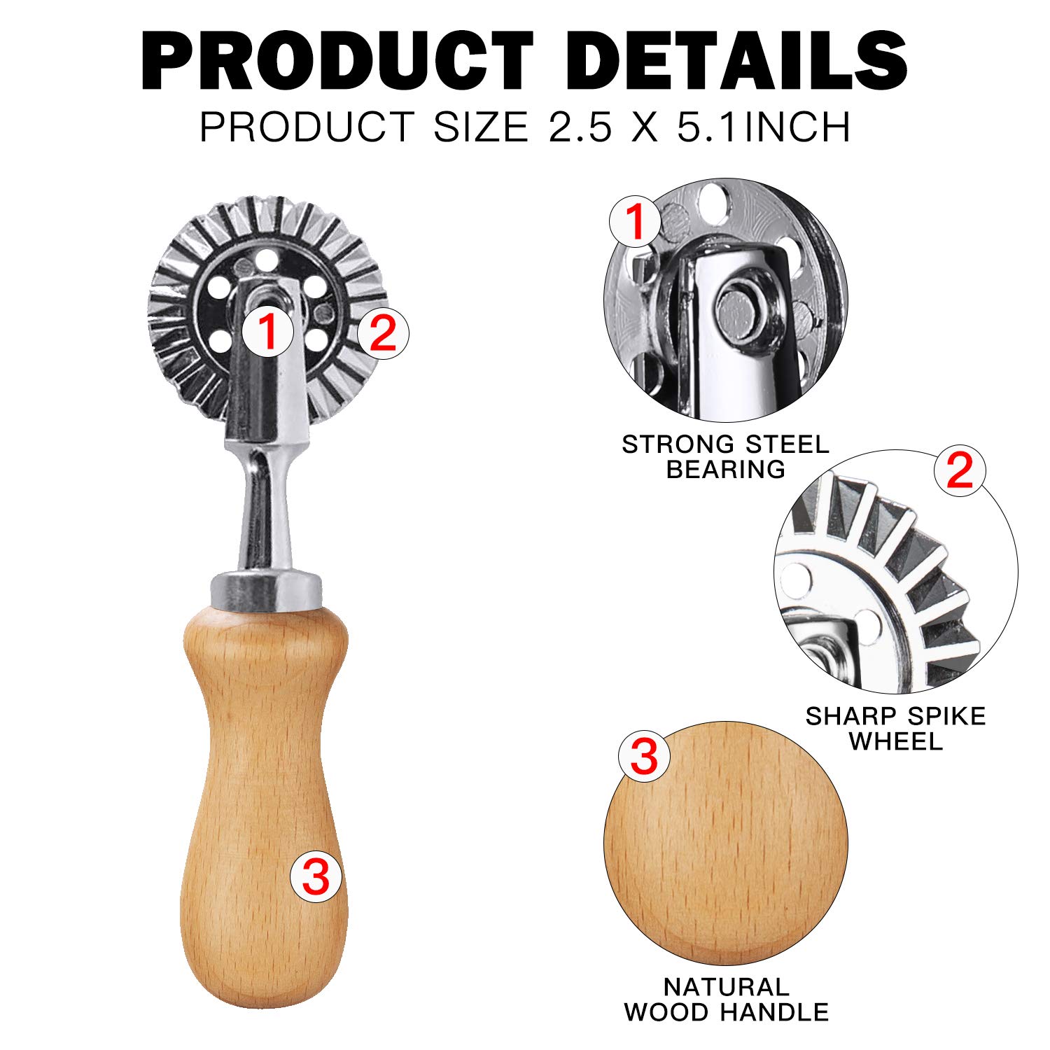 Stainless Steel Pasta Maker Cutter Wheel - 1.3