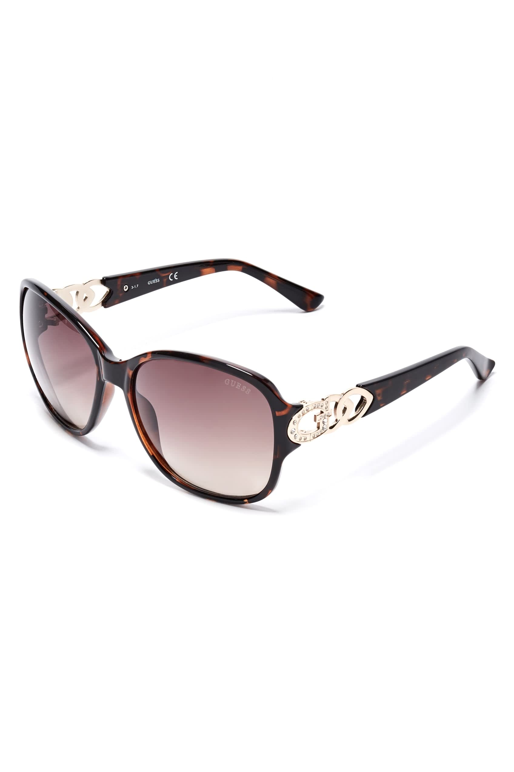 GUESS Women's GF6045 Sunglasses - Dark Havana/Gradient Brown Aviator Style - UV Protection & Polarized Lenses - Perfect for Driving, Beach & Outdoor Activities