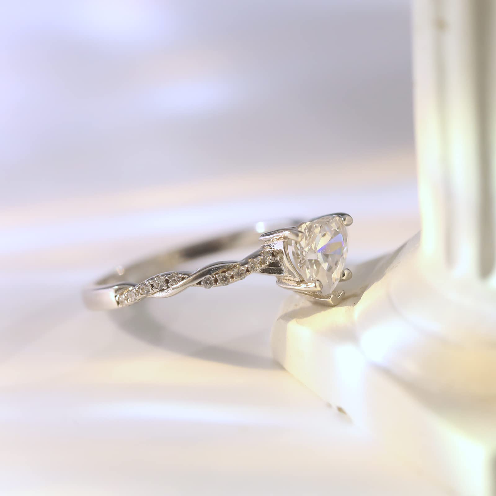 1.25ct Heart Shaped Cubic Zirconia Ring for Women - 925 Sterling Silver Promise & Engagement Ring, Size 5-10 | Perfect for Valentine's Day, Anniversary Gifts & Romantic Proposals