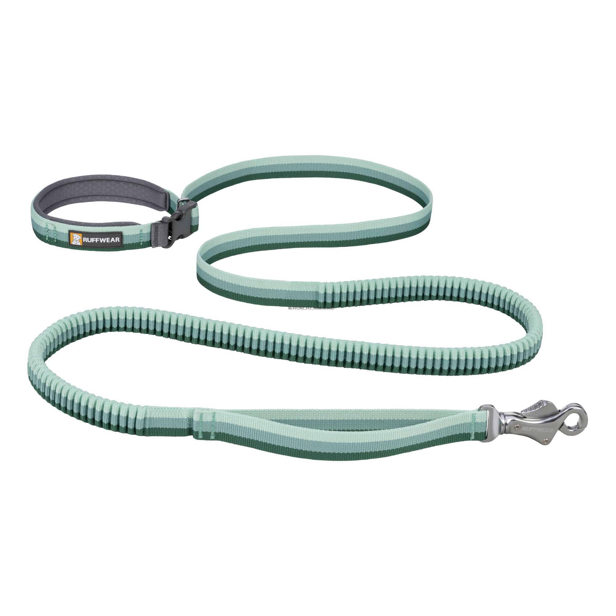 Ruffwear Roamer Bungee Dog Leash - Adjustable 7.3' to 11' Hands-Free Running Leash for Hiking & Biking | Shock-Absorbing Reflective Dog Lead in River Rock Green | Perfect for Active Dogs & Outdoor Adventures