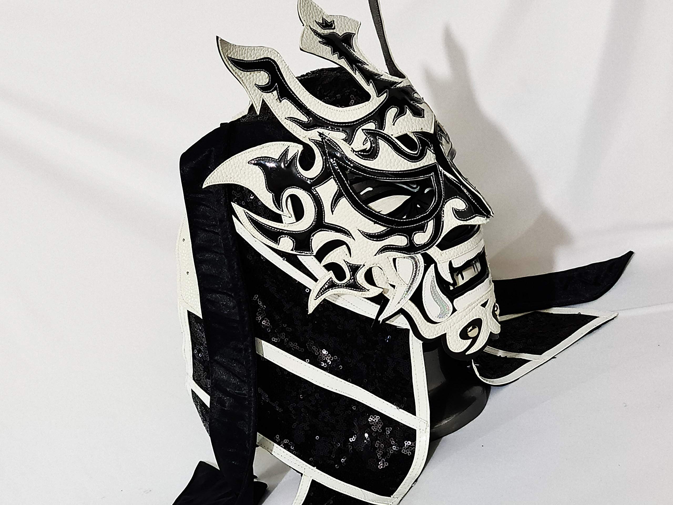 White Samurai Wrestling Mask - Luchador Costume for Wrestlers & Lucha Libre - Authentic Mexican Wrestling Gear for Cosplay, Halloween & Professional Matches