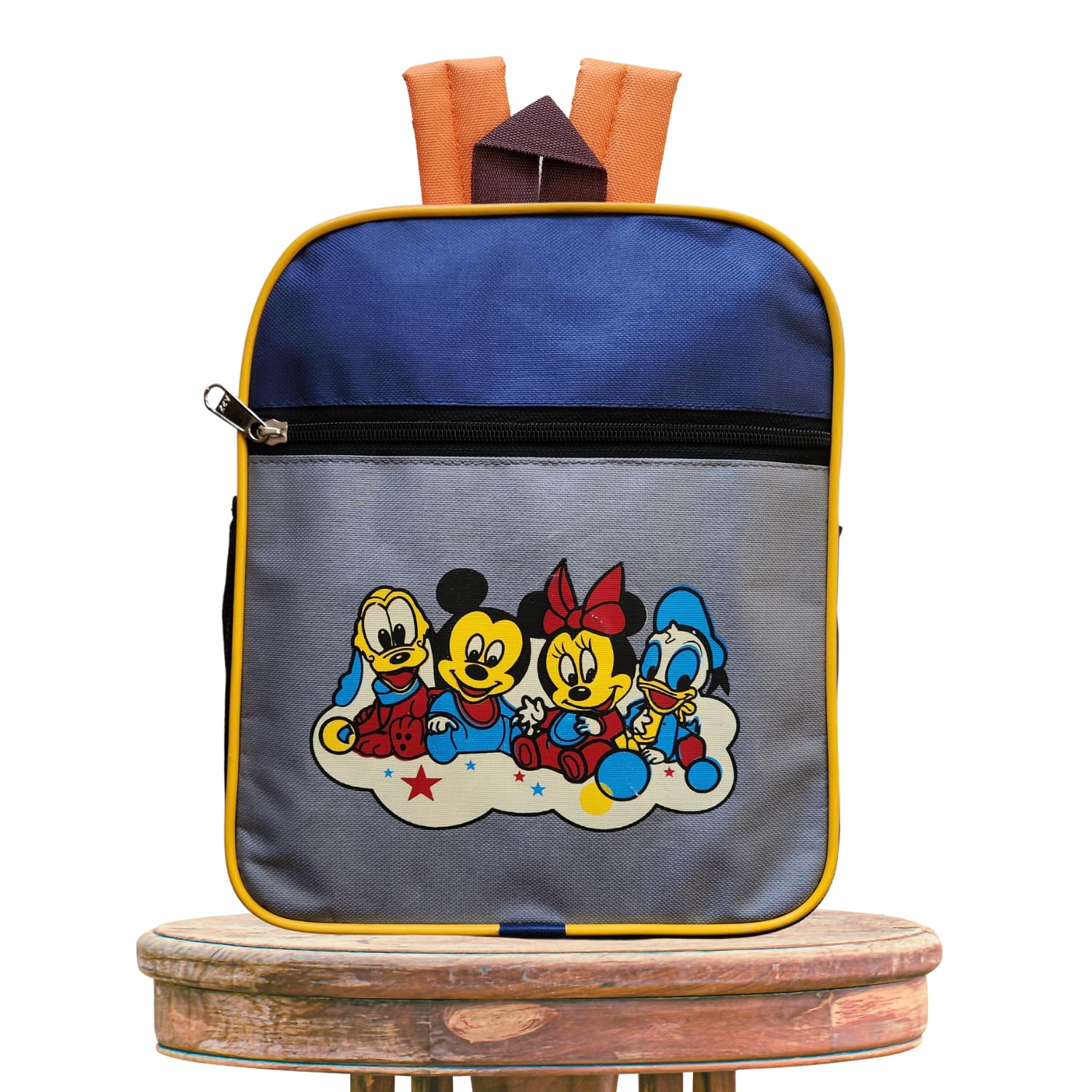 KARBD 12 Inch Mickey Mouse Backpack for Boys & Girls - Kids School Bag with Multiple Pockets, Compartments & Bottle Holder - Lightweight Durable Toddler Backpack (Grey Blue) - Perfect for School, Travel & Daycare