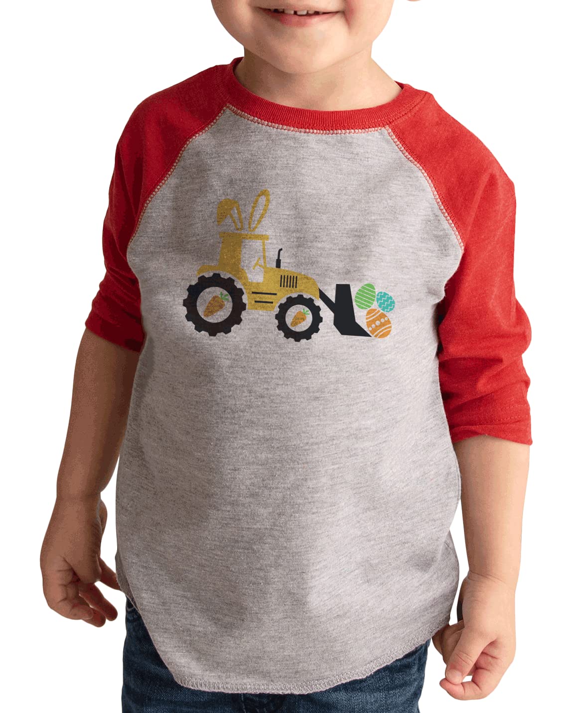 7 ate 9 Apparel Kids Happy Easter Shirts - Construction Truck Red T-Shirt for Boys & Girls | Fun Holiday Outfit for Easter Egg Hunts & Spring Celebrations