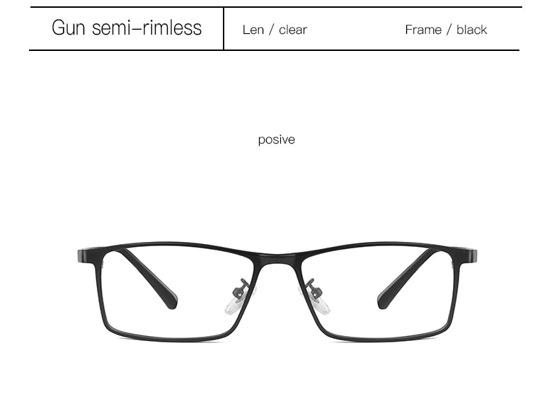 Aidien Men's Custom Lens Semi-Rimless Alloy Frame Eyeglasses AR5055 - Lightweight & Durable Glasses for Work, Reading & Everyday Use