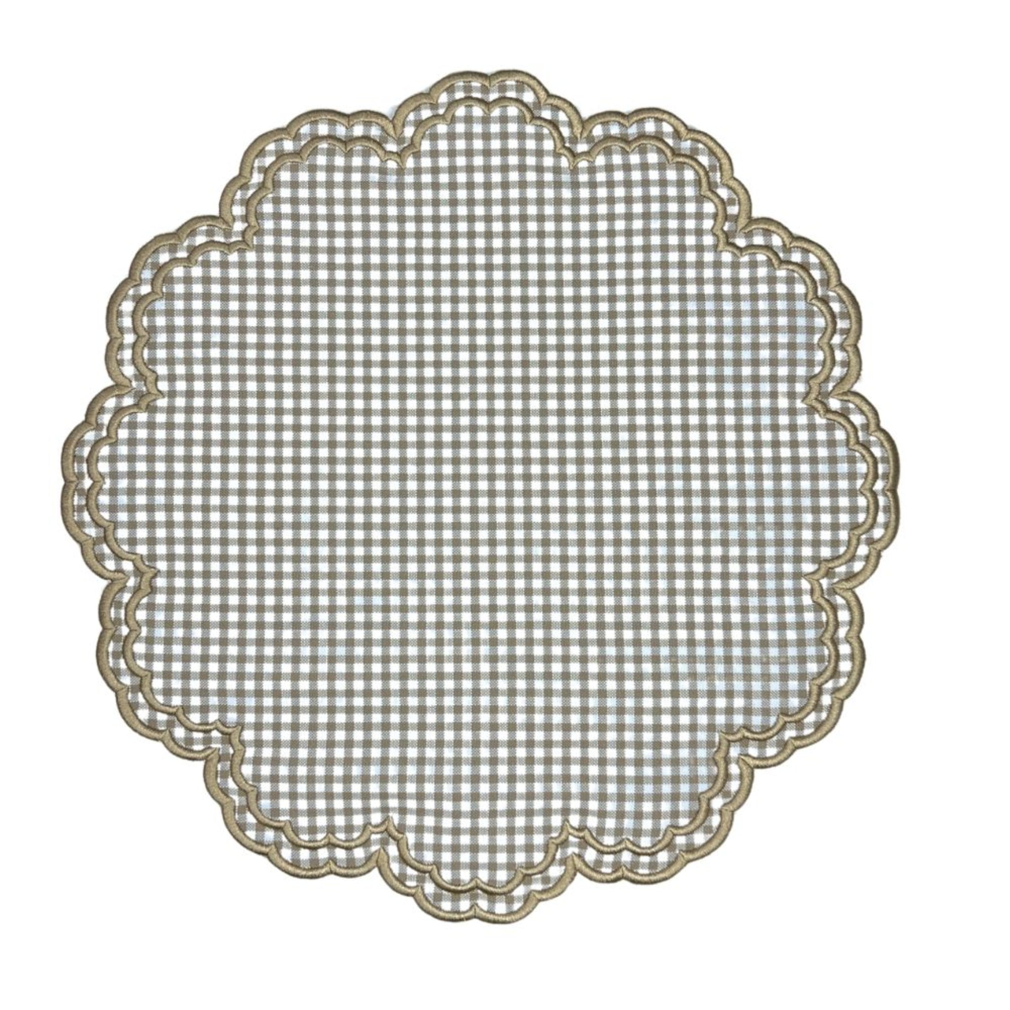 Bettina Placemat Set of 4 - Classic Wheat Gingham Table Mats for Dining Room, Kitchen, and Party Decor - Washable & Durable Placemats for Everyday Use