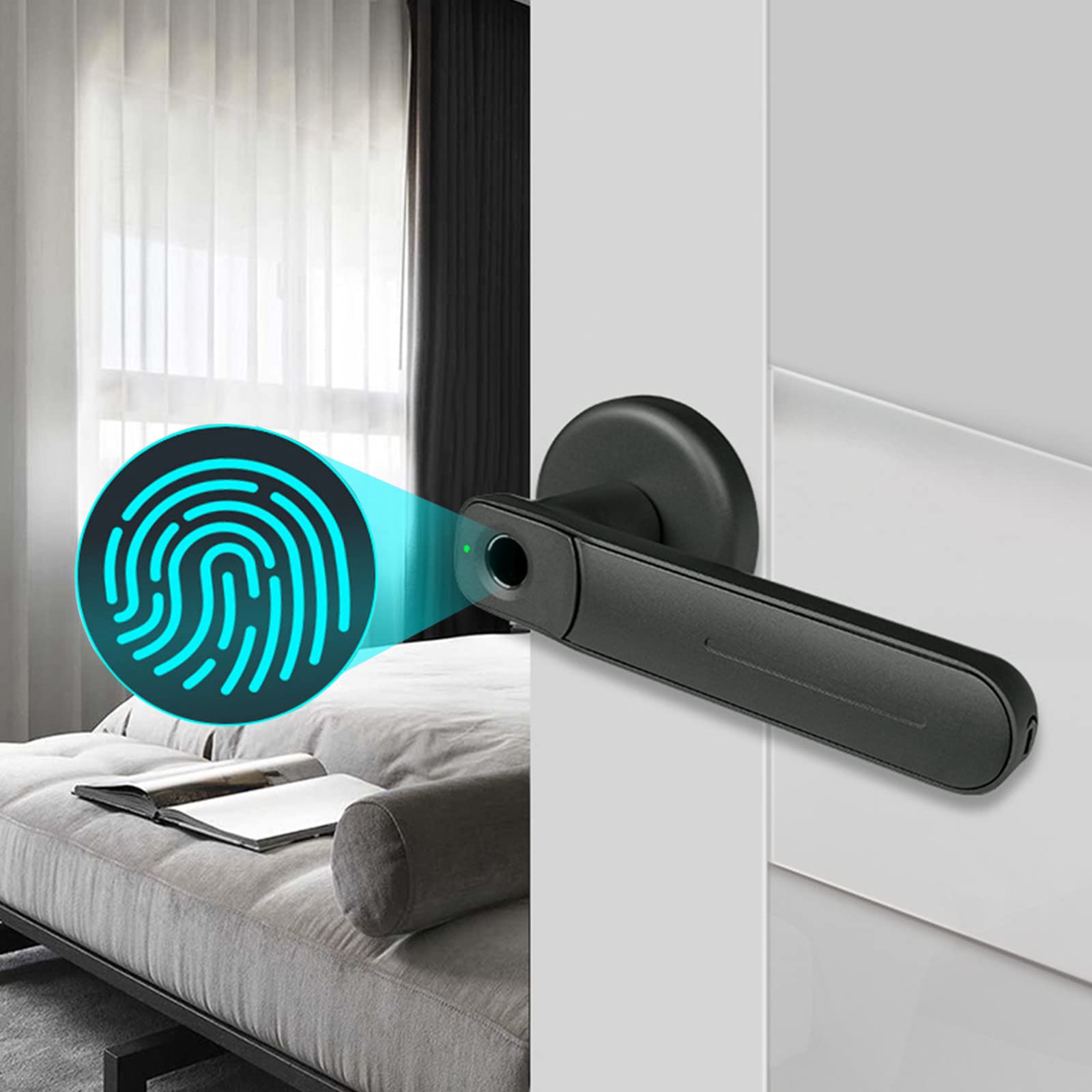 Smart Keyless Fingerprint Door Lock - Secure Touchless Entry for Home & Office Front Doors, Bedrooms - Perfect for Modern Smart Homes & High-Tech Security Needs