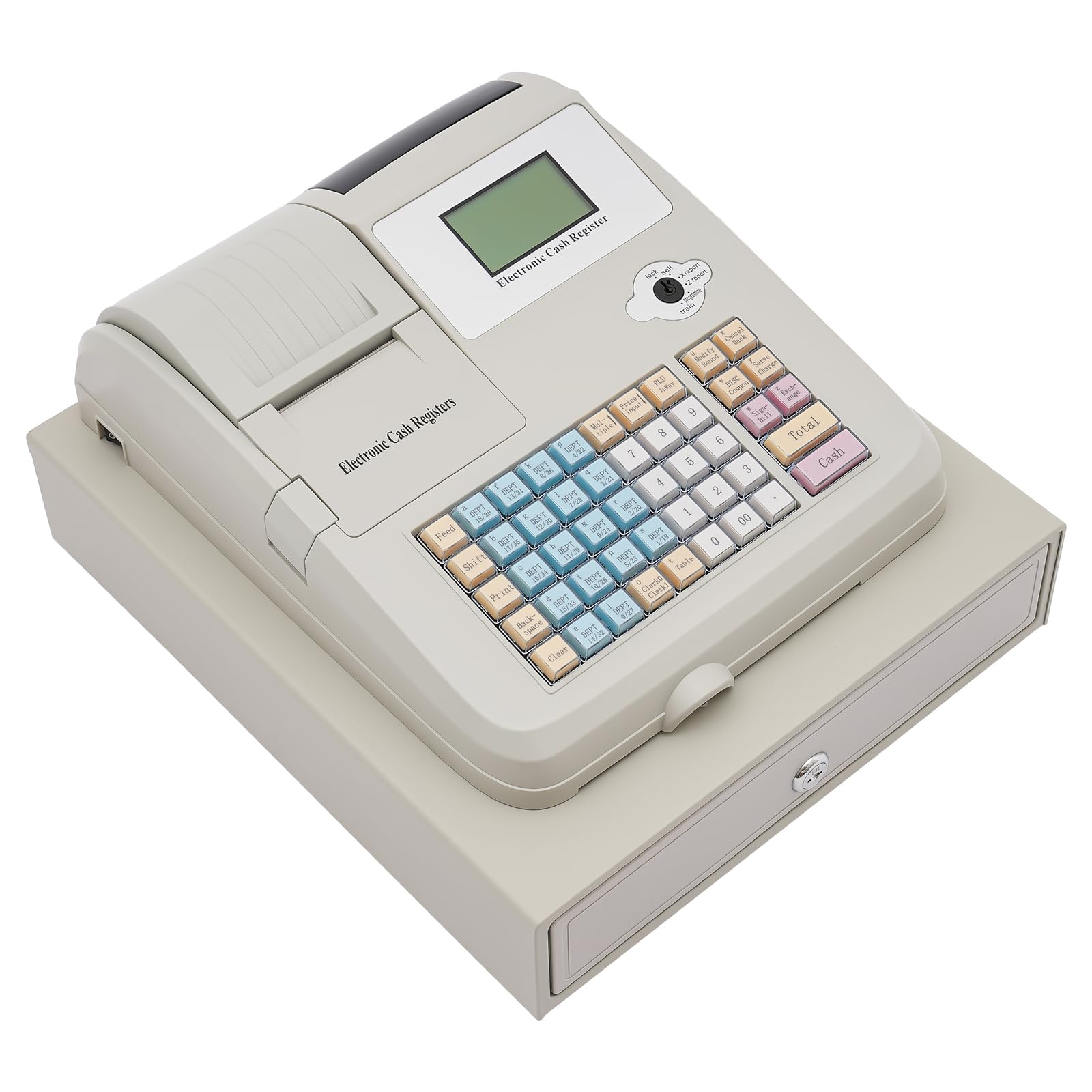 48-Key Electronic Cash Register with Lockable Drawer & USB Interface - POS System for Retail Stores, Restaurants & Small Businesses - Ideal for Sales Transactions, Inventory Management & Checkout Counters
