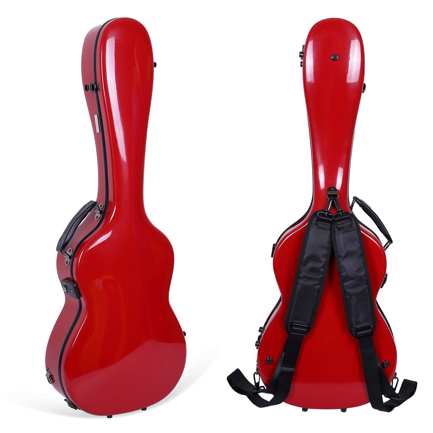 Crossrock CRF1000CTRD 3/4 Size Fiberglass Hardshell Classical Guitar Case - Backpack Style, Red | Durable Protection for Travel & Performance