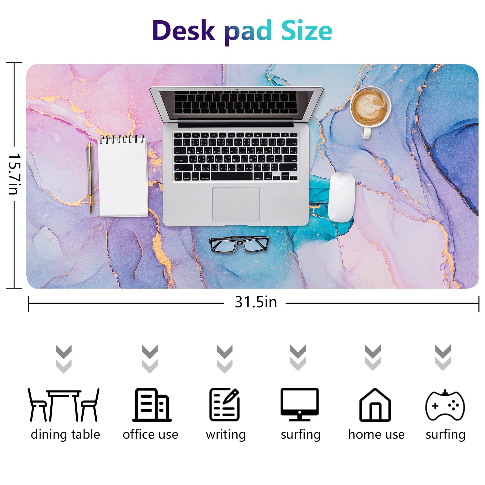 Premium Dual-Sided Leather Desk Mat - Large 31.5