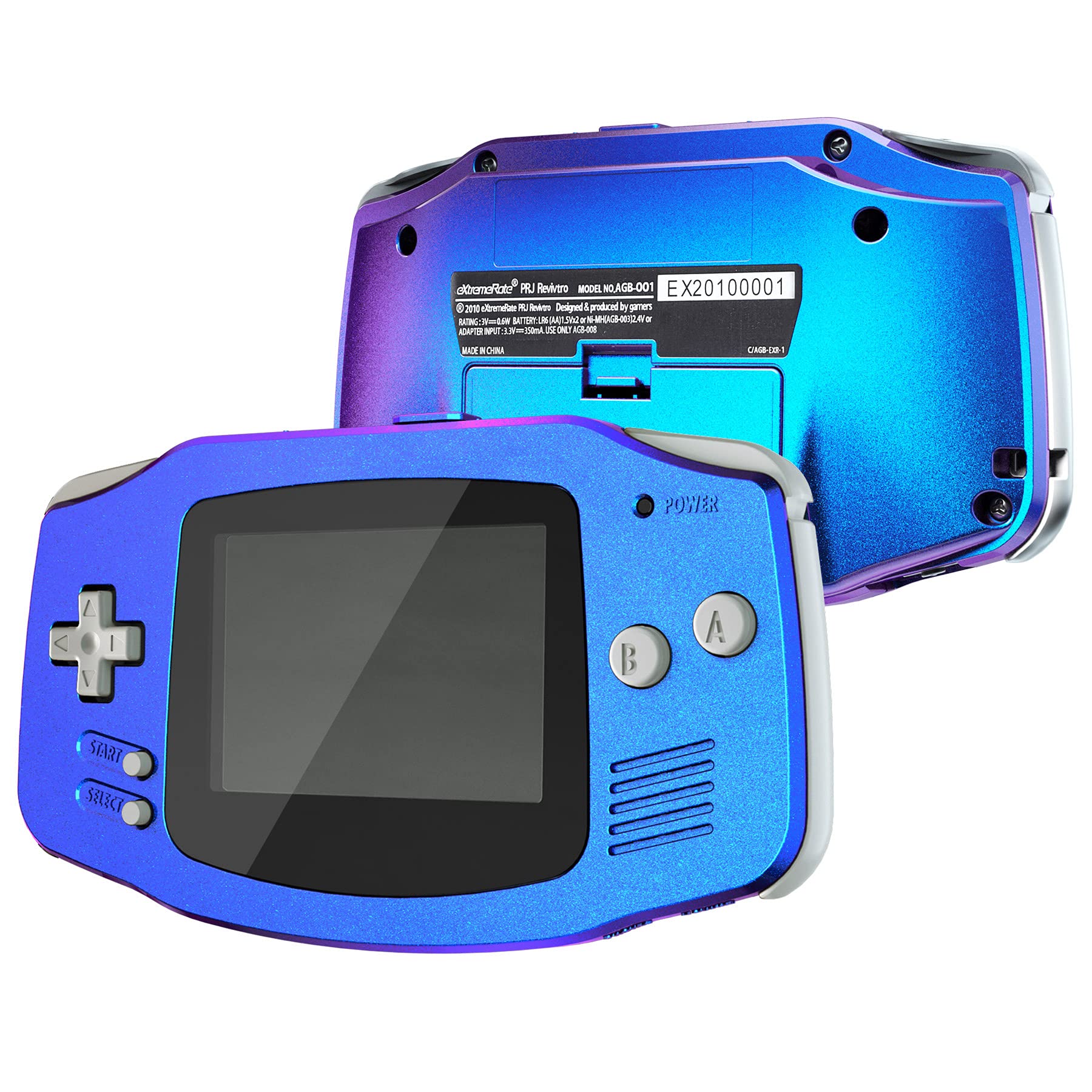 eXtremeRate Replacement Shell with Full Button Cover for Gameboy Advance GBA - Compatible with IPS & Standard LCD Screens (Console & IPS Screen Not Included) - Chameleon Purple Blue - Perfect for Gaming Enthusiasts & Retro Console Modding
