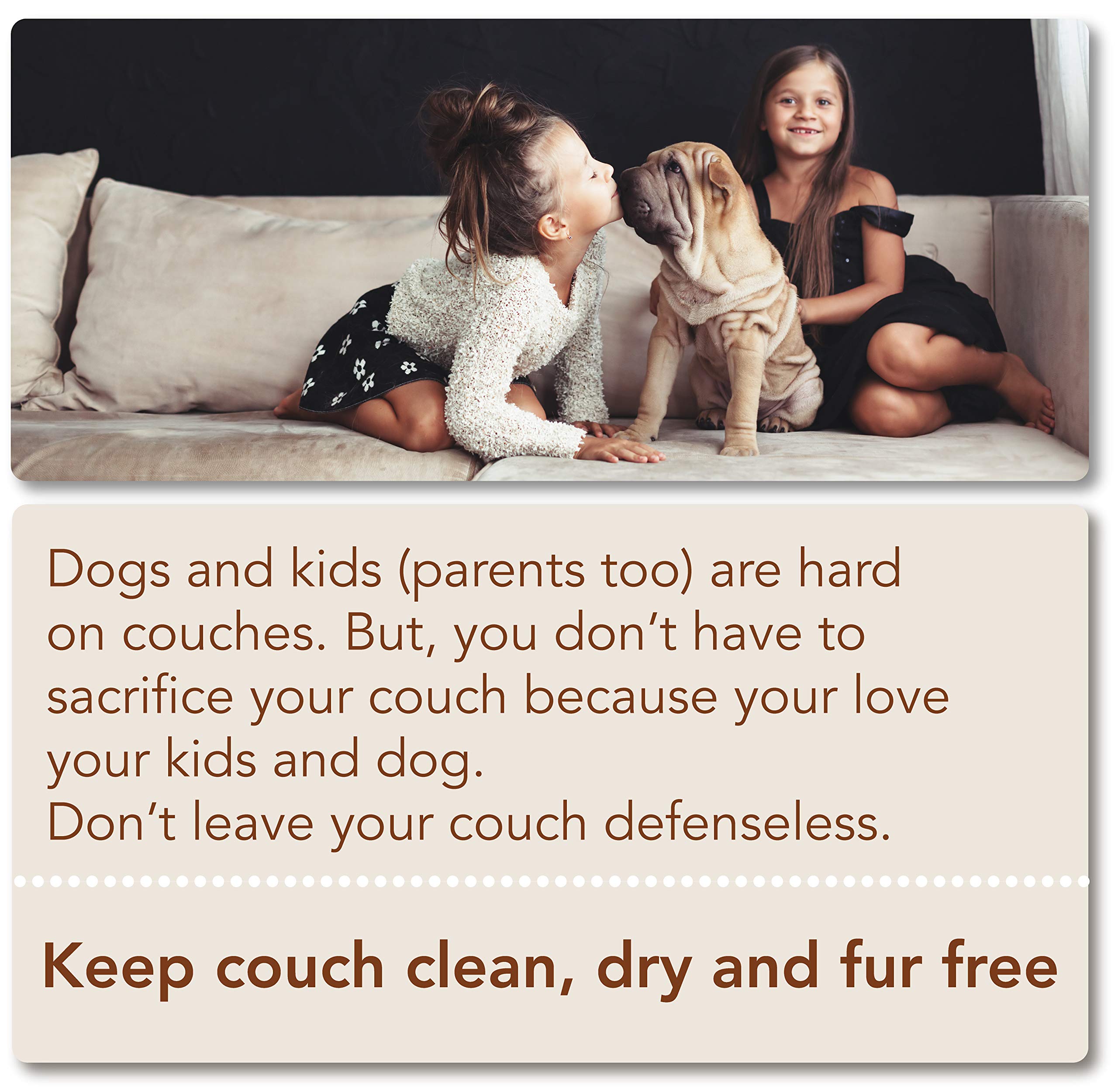 Waterproof Faux Suede Microfiber Sofa Cover - Non-Slip Couch Protector for Large 3-Cushion Furniture (Sand Color) | Perfect for Pets, Kids & Spill Protection in Living Rooms