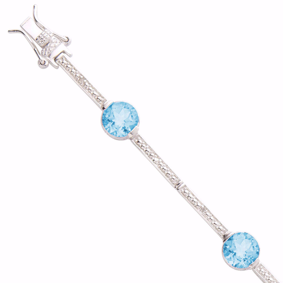 Exquisite Bezel Set Blue Topaz & Diamond Tennis Bracelet for Women - Elegant Gift for Anniversary, Birthday & Special Occasions