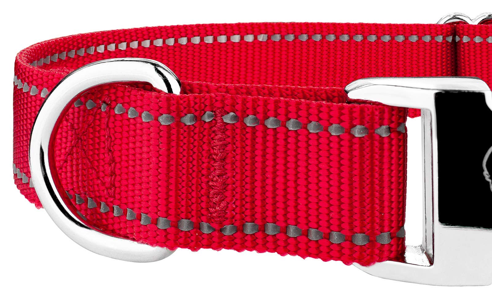 Premium Red Reflective Nylon Dog Collar & Leash Set - Large Size for Medium to Large Dogs - High Visibility for Night Walks & Outdoor Adventures