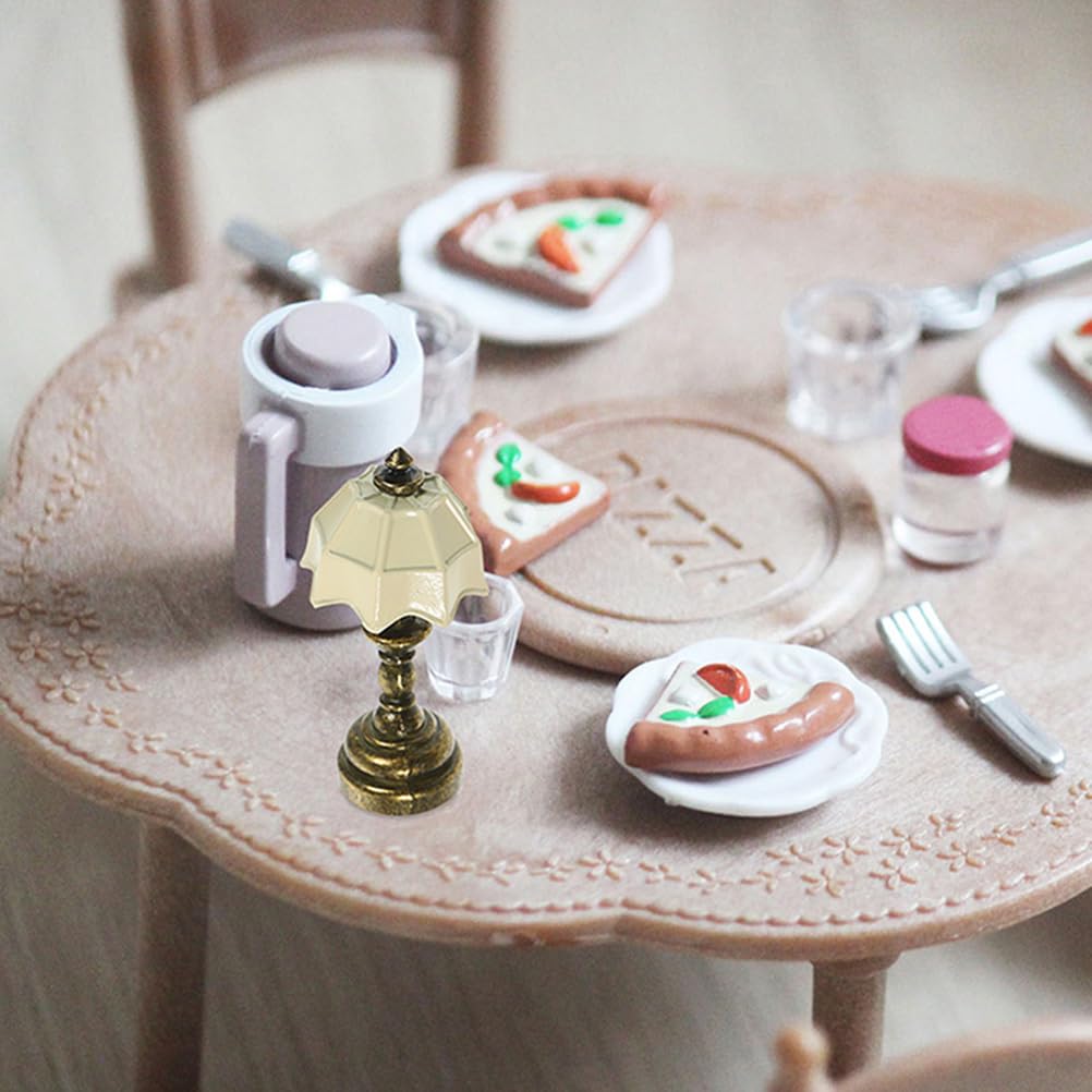 Miniature Dollhouse LED Table Lamp - Tiny Desk & Bedside Lighting for Dollhouse Bedroom Decor - Perfect for DIY Miniature House, Fairy Garden & Model Display Scenes