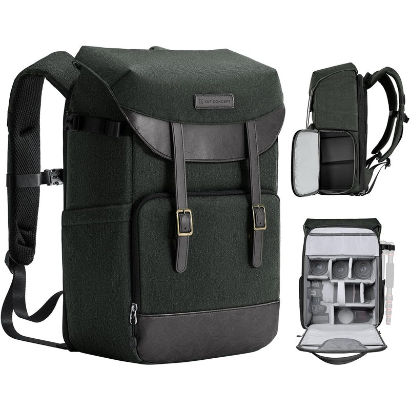 K&F Concept Professional Camera Backpack - Waterproof DSLR/SLR/Mirrorless Bag with Laptop Compartment & Tripod Holder - Perfect for Travel, Hiking & Photography Sessions