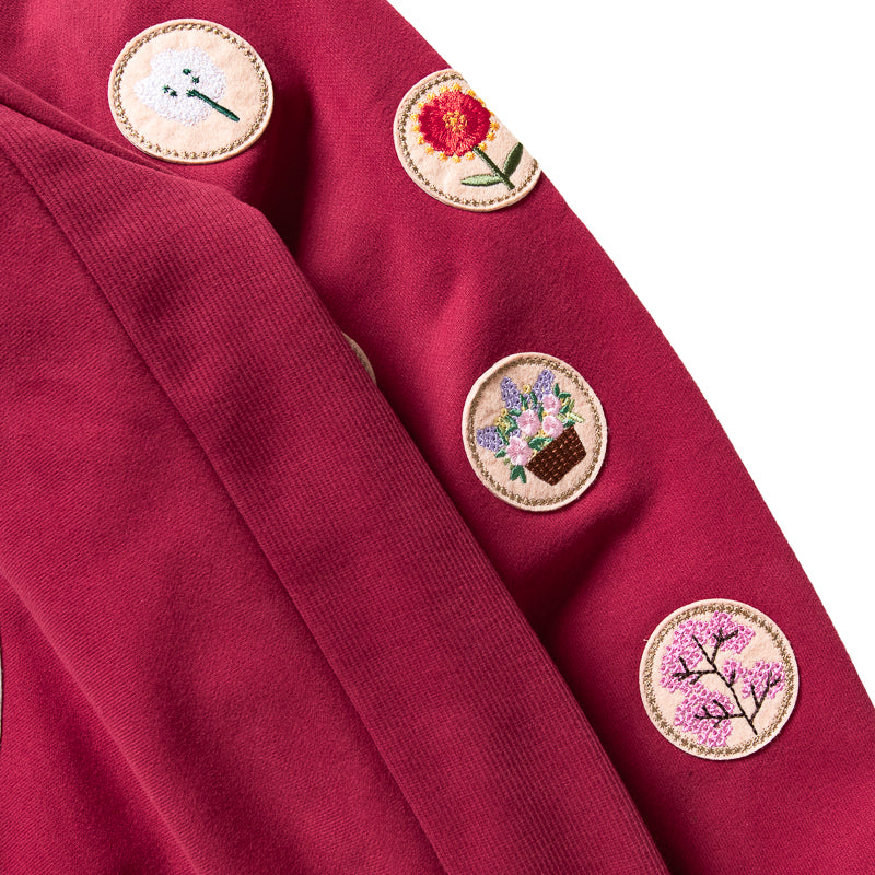 Advisory Board Crystals Embroidered Rose Patch Gardener Hooded Sweatshirt - Wine Red Pullover for Women | Perfect for Gardening, Outdoor Activities & Casual Wear