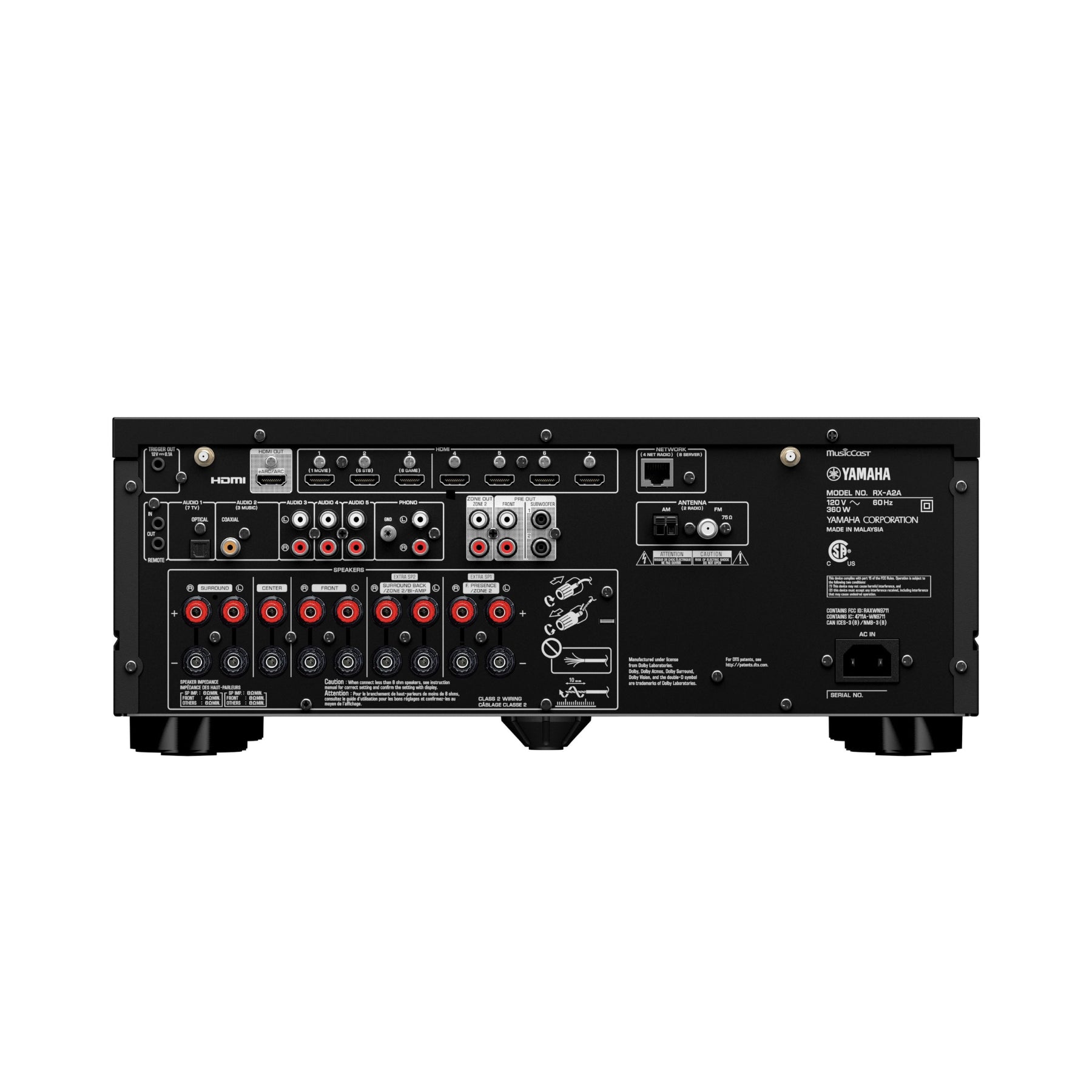 Yamaha RX-A2A AVENTAGE 7.2 Channel 8K HDMI AV Receiver with MusicCast - Premium Home Theater Audio System for Movies, Gaming & Music Streaming (Refurbished)