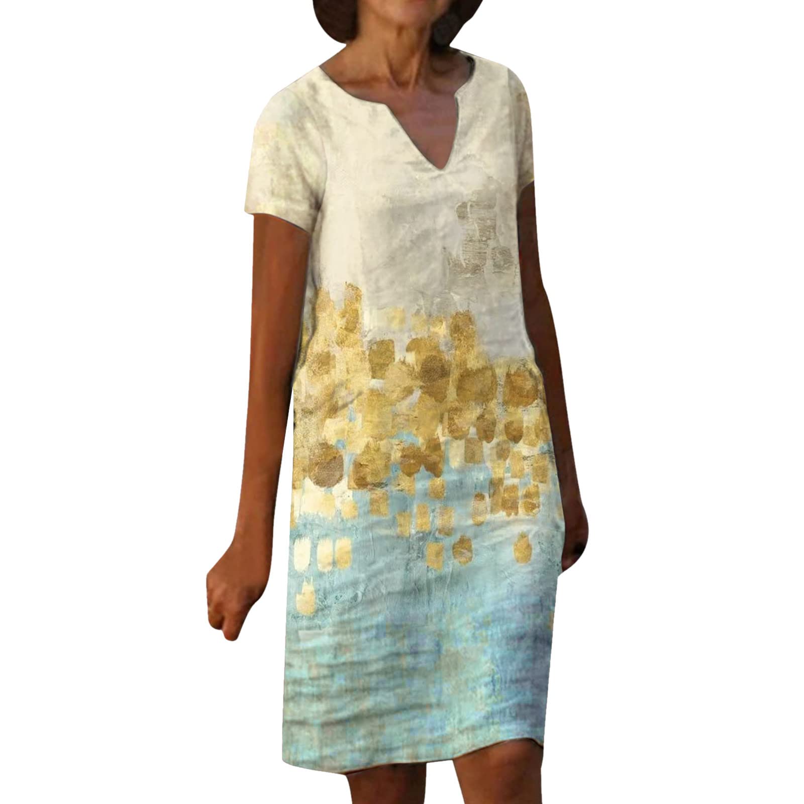 Stylish Red Casual Dresses for Women - Floral Print Short Sleeve V-Neck Pullover Dress | Perfect for Date Night, Parties & Summer Outfits