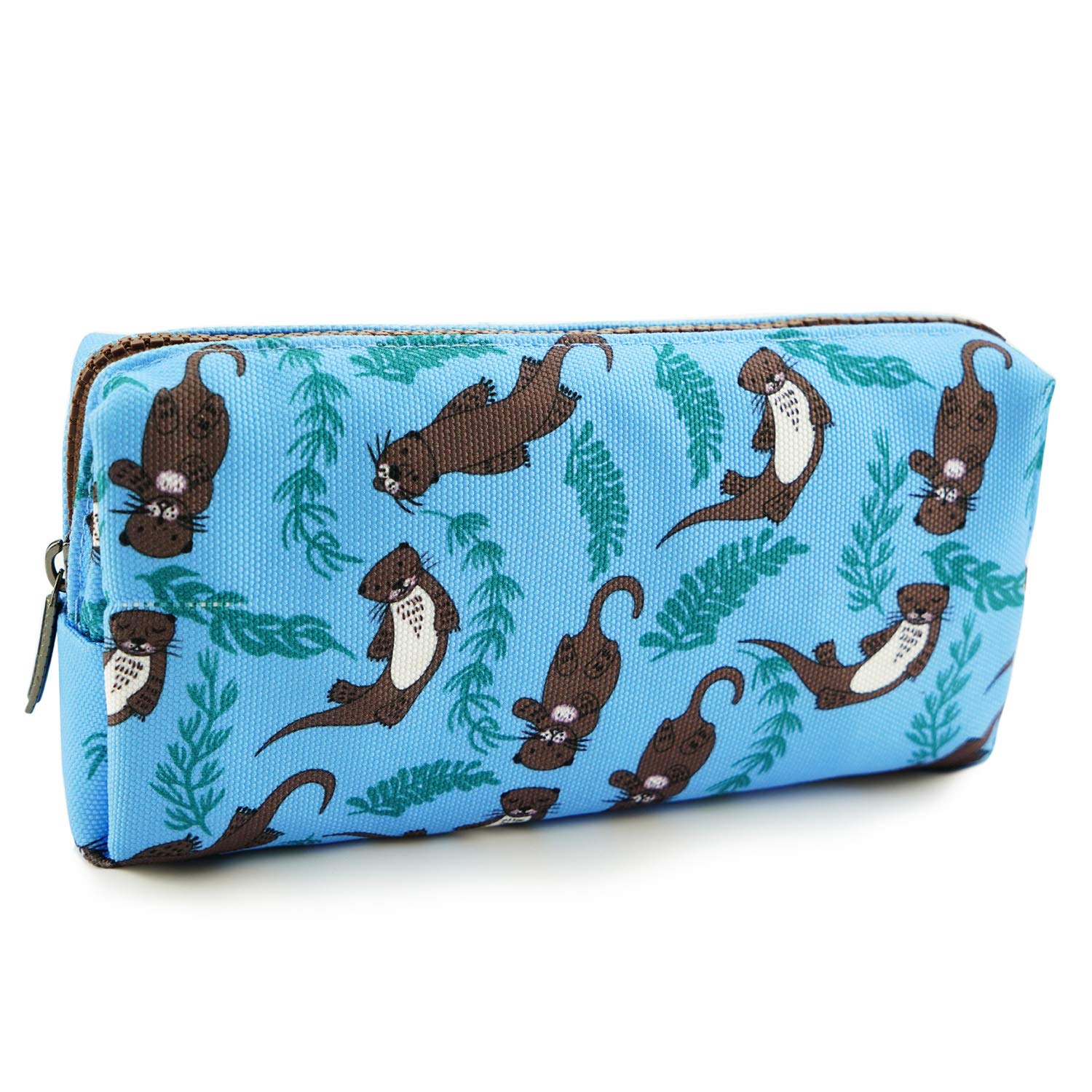 Cute Otter Canvas Pencil Case - Waterproof Pen Pouch for School, Office & Travel - Kawaii Stationery Organizer for Makeup, Cosmetics & Art Supplies (LPakin) - Perfect Gift for Students & Artists