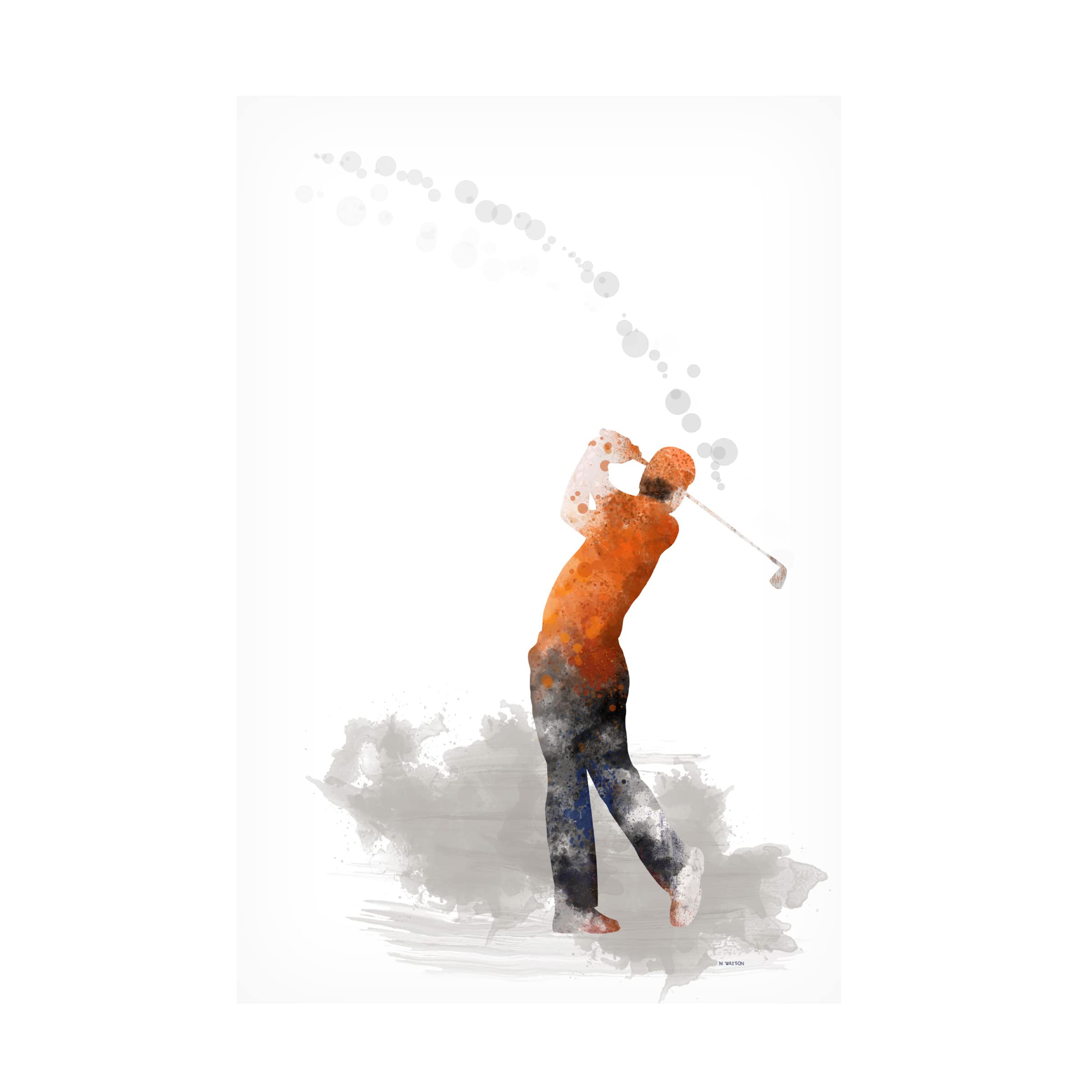 Trademark Fine Art 'Golf Player 1' by Marlene Watson - Premium 16x24 Inch Canvas Wall Art - Perfect for Home, Office Decor & Golf Lovers Gift