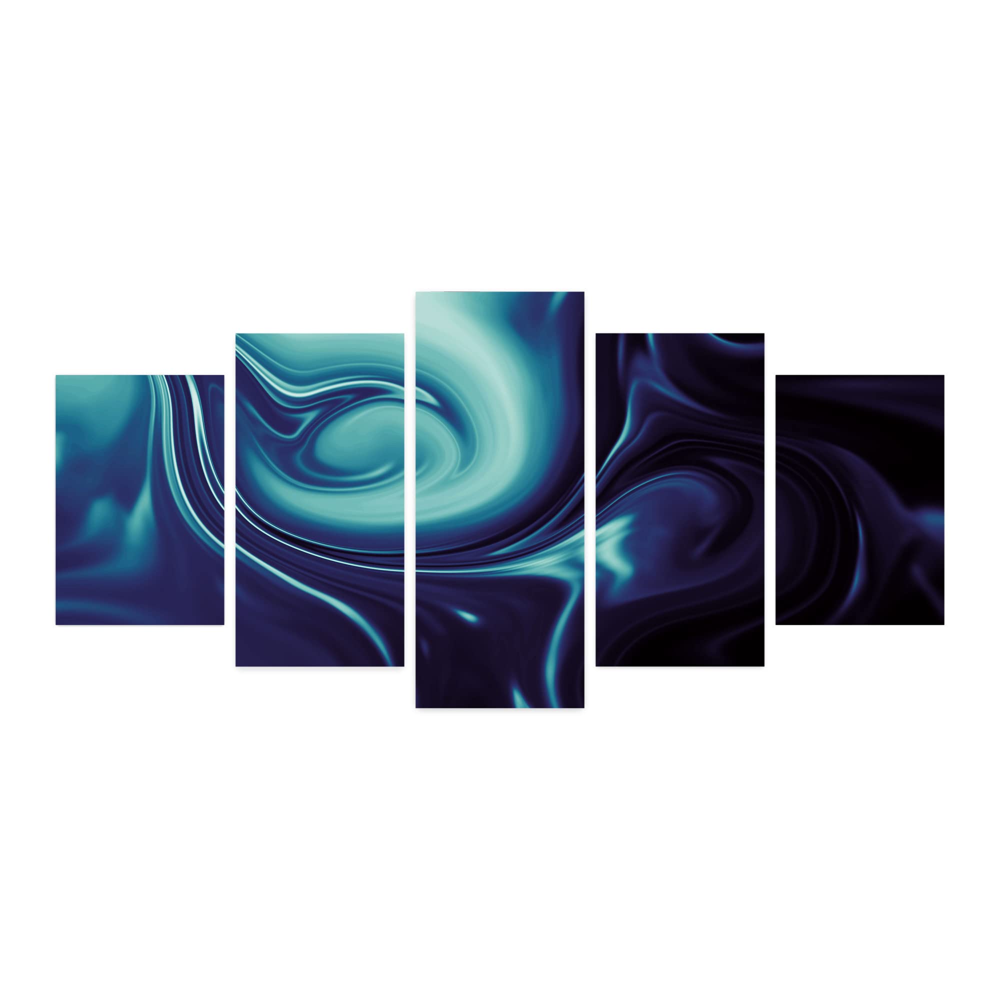Ambesonne Abstract 5-Panel Acrylic Glass Wall Art - Modern Rippling Swirling Flow Design in Indigo & Seafoam - 60x30 Inches - Perfect for Living Room, Bedroom & Dorm Decor - Adds Contemporary Style to Home Office or Apartment