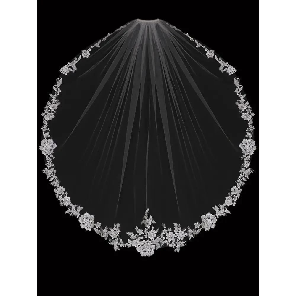 Single Tier Bridal Veil - Elegant Wedding Accessory for Bride (Style V2397SF) | Perfect for Church Ceremony, Outdoor Wedding & Photography