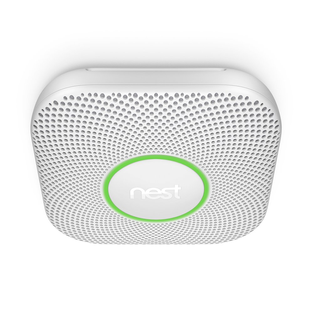 Google Nest Protect Smart Smoke & Carbon Monoxide Detector - Wired Smoke Alarm with Mobile Alerts - White - Ideal for Home, Office & Kitchen Safety Protection