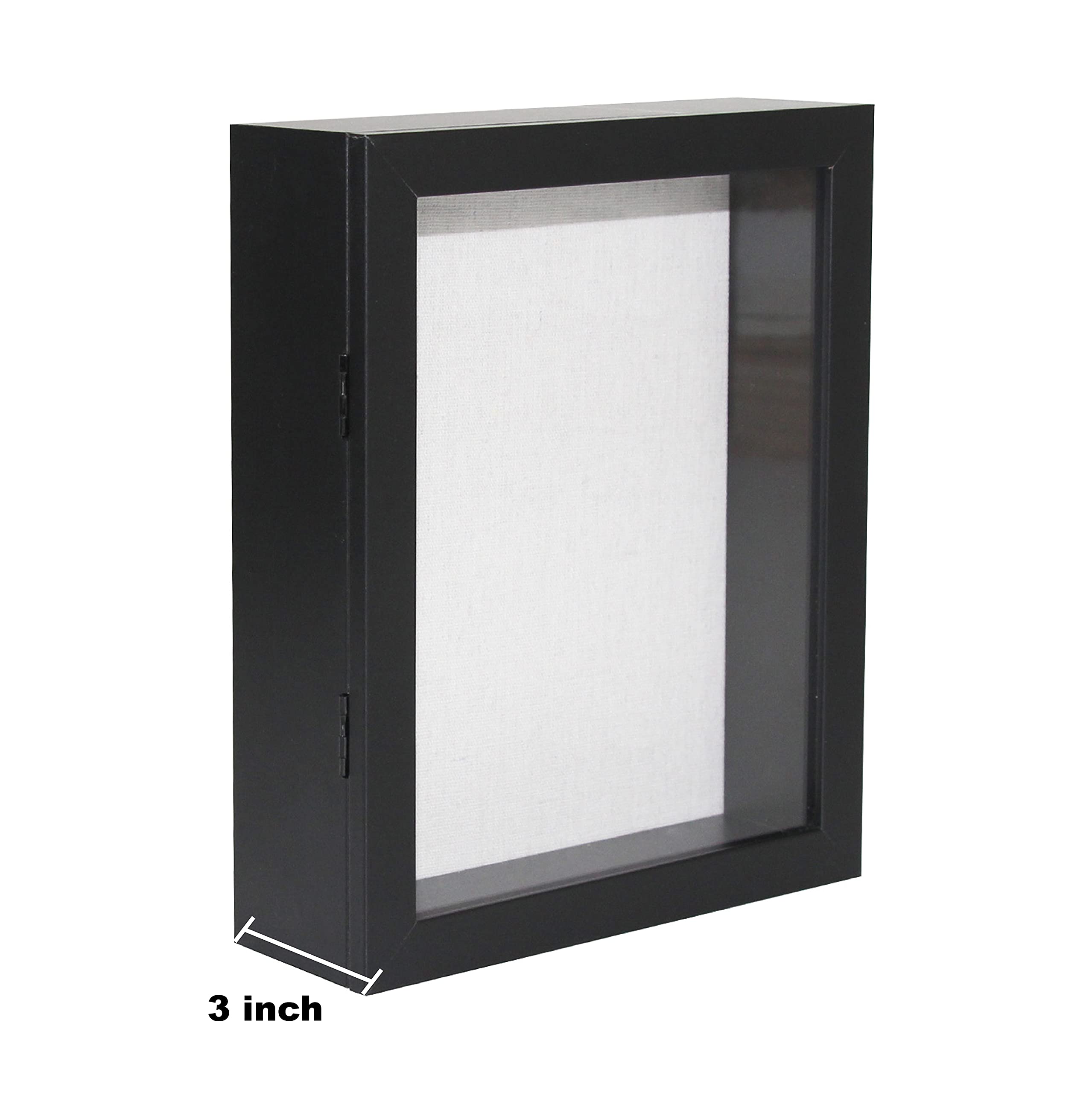 8x10 Inch Shadow Box Frame with Linen Back - Display Case for Photos, Sports Memorabilia, Awards, Medals & Tickets - Perfect for Wall Decor, Memory Keepsakes, Wedding Gifts & Home Office Display (Black)