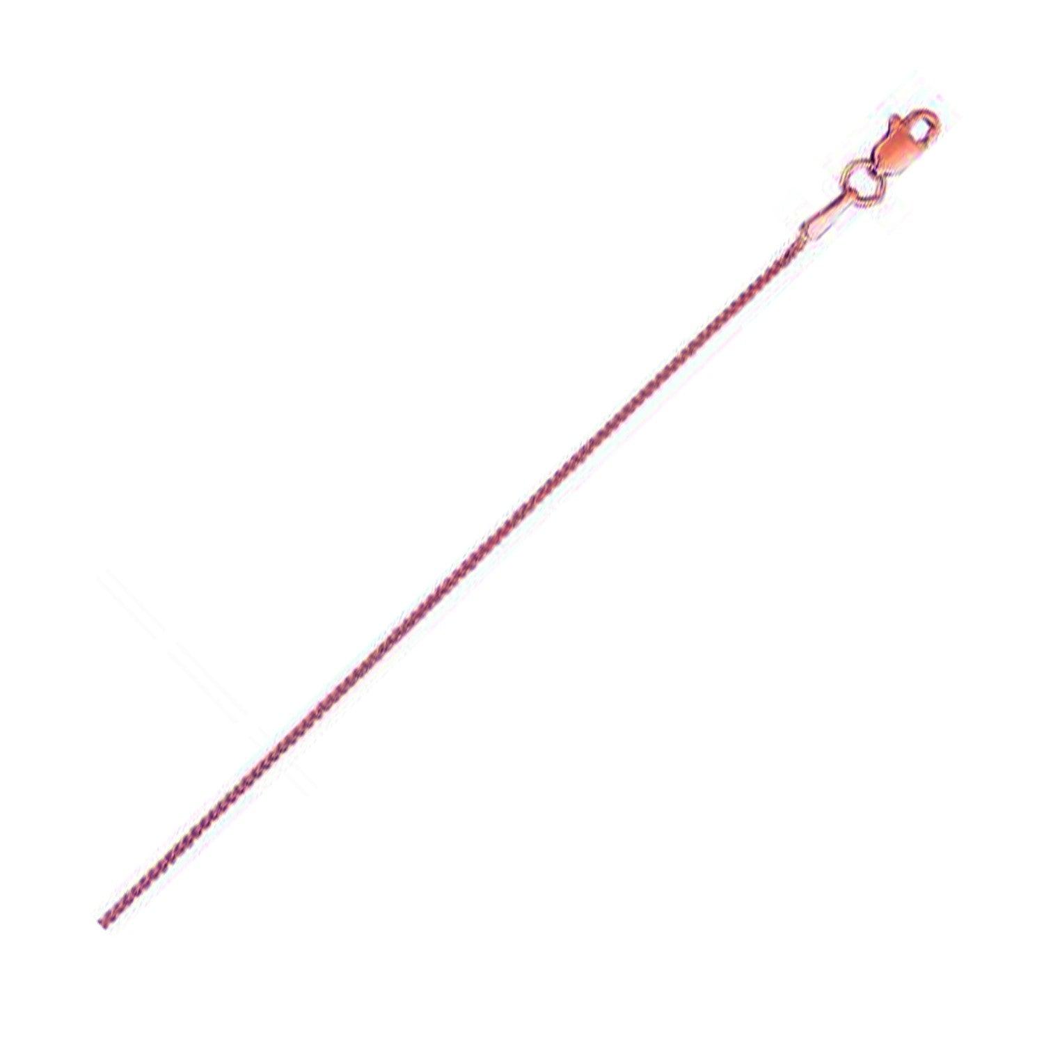 14K Rose Gold Wheat Chain Necklace - 0.80mm Round Thin Delicate Link Chain for Women - Perfect for Layering, Gift Giving & Everyday Wear
