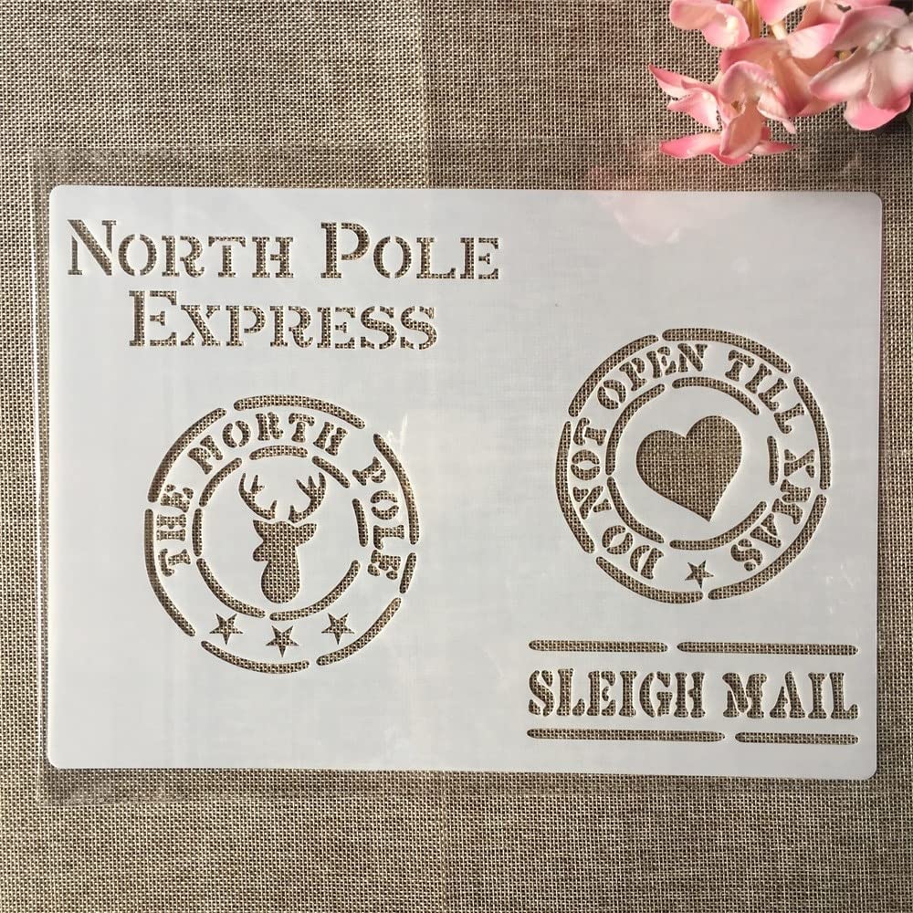 Reusable A4 29cm North Mail Stamp Stencils - DIY Painting Templates for Scrapbooking, Furniture, Wall & Floor Decor | Perfect for Home Crafts, DIY Projects & Artistic Designs
