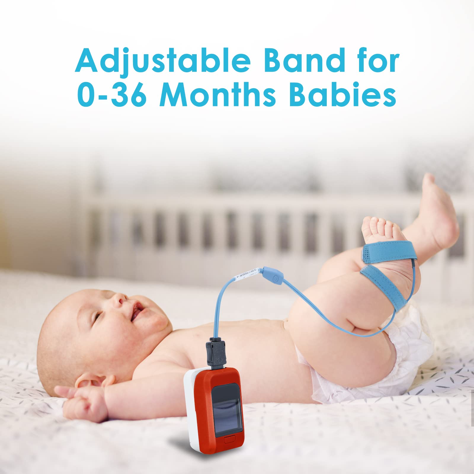 Bluetooth Baby Oxygen Monitor & Pulse Oximeter - Accurate Heart Rate & Oxygen Level Tracker for Infants 0-36 Months with Adjustable Foot Band | Perfect for Newborn Sleep Monitoring & Health Tracking