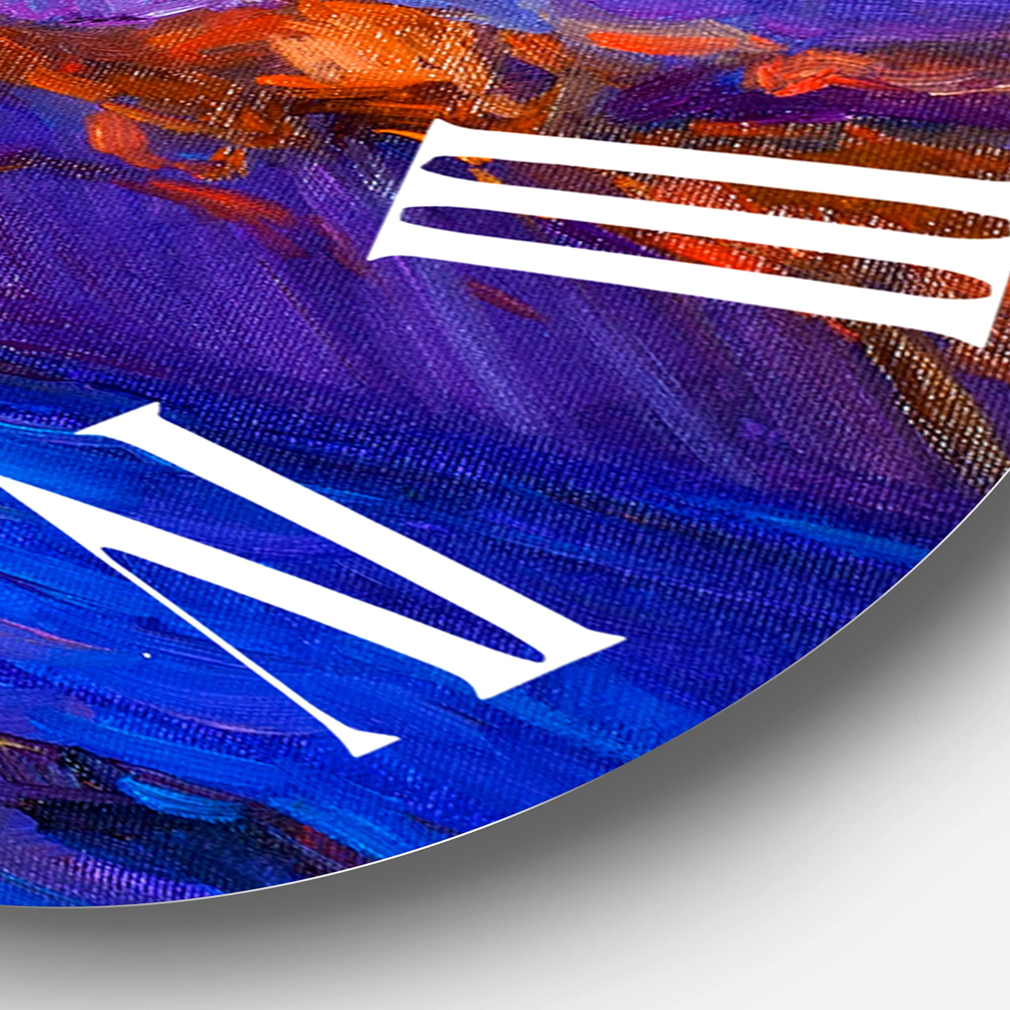 DesignQ Nautical Coastal Wall Clock - Red Sail Ship on Purple Sunset, 12 Inch Round Blue Wall Clock for Living Room, Bedroom, Office Decor | Perfect for Beach House, Coastal Theme & Home Interior Design