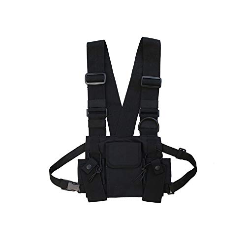 Echwave Radio Walkie Talkie Chest Pack - 3 Pocket Tactical Molle Vest with Zipper for Outdoor Hiking, Camping & Airsoft Accessories Storage