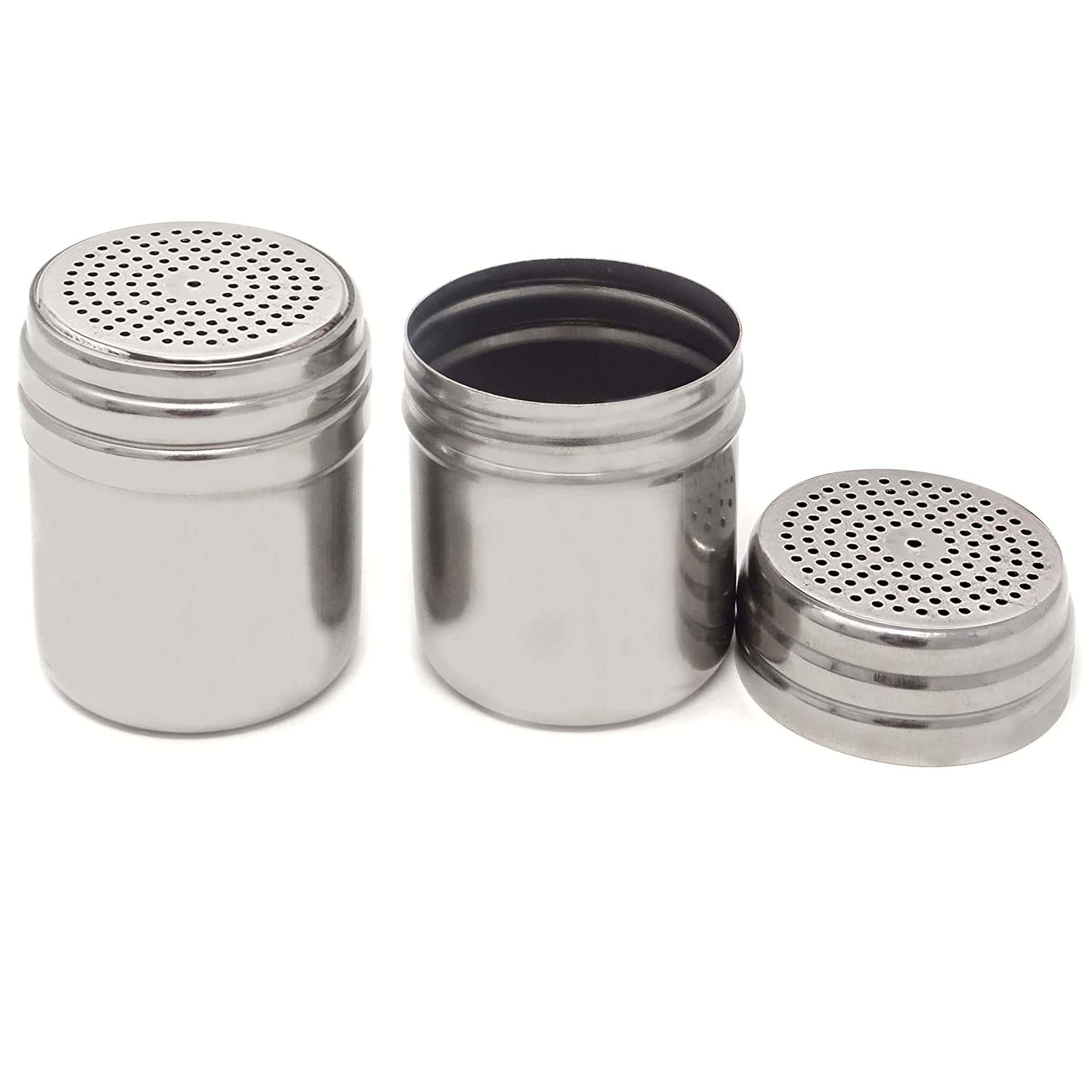 Premium Stainless Steel Salt and Pepper Shakers Set - 10oz Spice Containers with Sifter Lids for Kitchen, Dining Table & Outdoor BBQ Seasoning