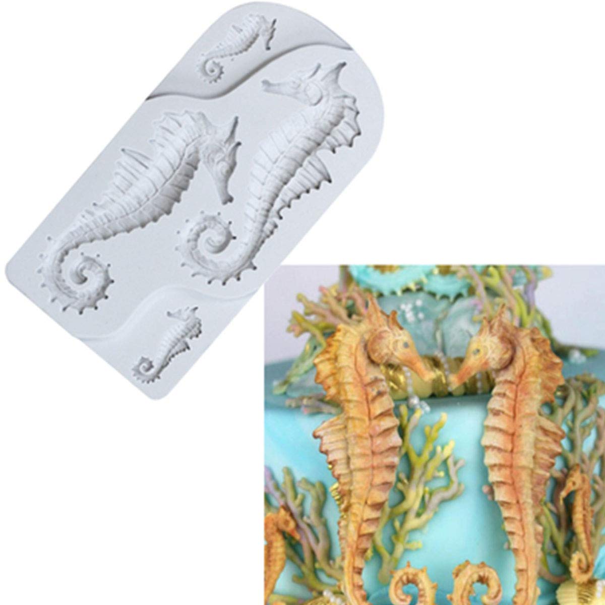 LGEGE 3-Piece Silicone Mermaid Tail Mold Set - Shell & Hippocampus Chocolate Candy Molds for Cake Decorating, Soap Making, Jelly, Clay & DIY Crafts - Perfect for Birthday Parties, Ocean-Themed Desserts & Gift Making
