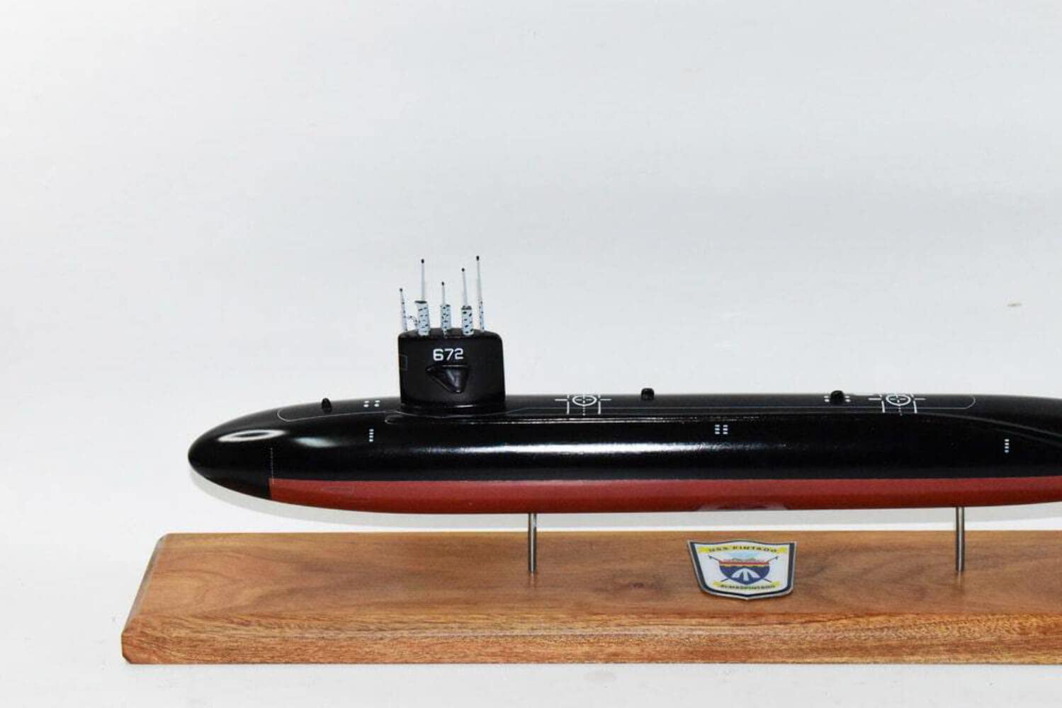 USS Pintado SSN-672 Submarine Model - US Navy Sturgeon Class Mahogany Wooden Scale Model - Military Collectible, Home Office Decor, Navy Veteran Gift