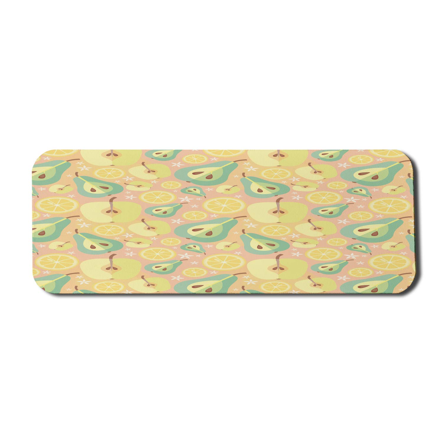 Ambesonne Summer Computer Mouse Pad - Pastel Fruits, Pears, Lemon, Apple Slices & Daisy Flowers Design - Non-Slip Rubber Gaming Mousepad (31