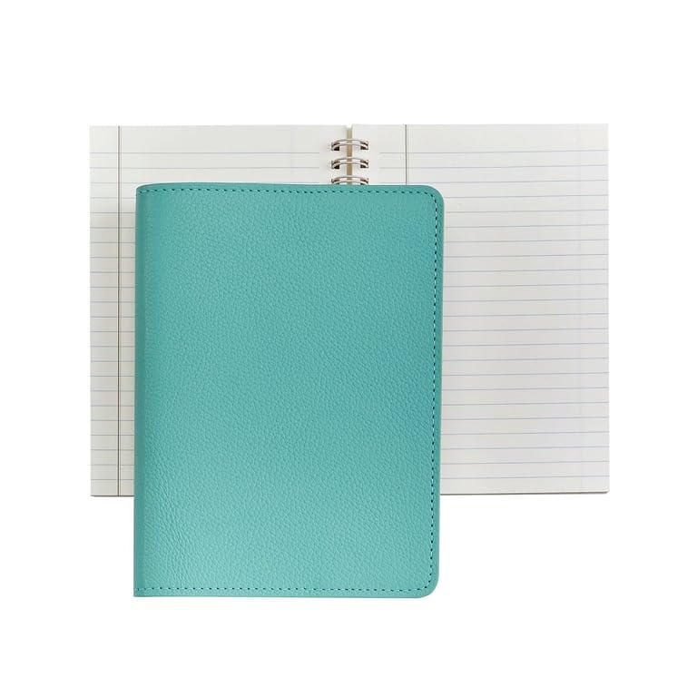 Premium 5x7 Wire-O Notebook - 7 Inch Robin's Egg Blue Fine Leather Journal by Graphic Image - Perfect for Office, Travel & Gift Giving