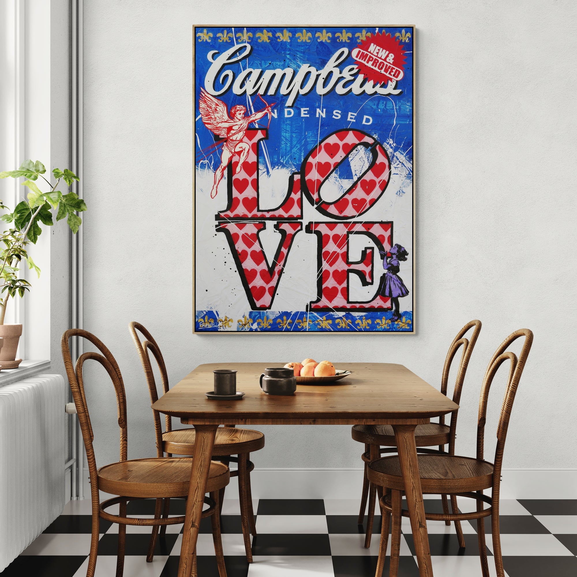 140cm x 100cm Campbell's Soup Textured Urban Pop Art Painting - Modern Home Decor for Living Room, Bedroom & Office - Inspired by Andy Warhol Style