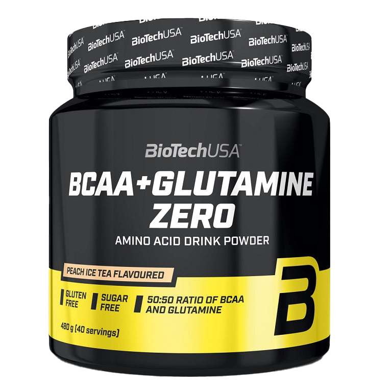 BioTechUSA BCAA + Glutamine Zero Powder - Lemon Flavor 480g for Muscle Recovery & Endurance | Pre & Post Workout Supplement for Athletes & Fitness Enthusiasts