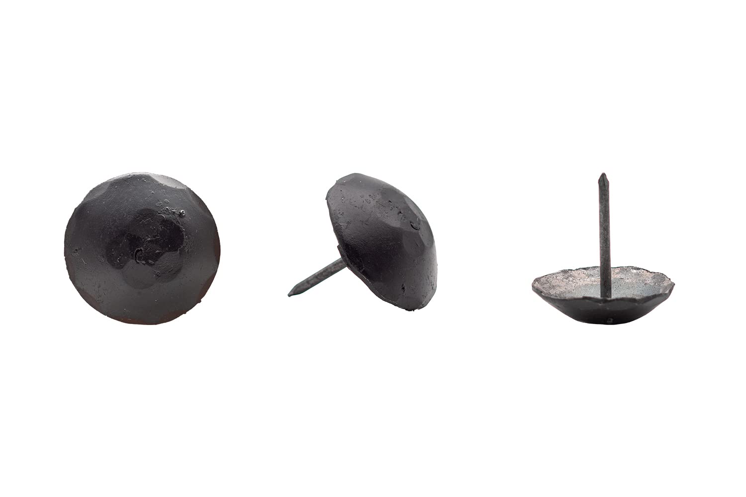 50-Pack Rustic Clavos Decorative Nail Heads - Hand Forged Hammered Iron Nails with Matte Black Finish - 1 Inch Round Furniture Tacks for Gates, Barn Doors, Cabinets & Shutters - Perfect for DIY Home Decor and Rustic Furniture Projects