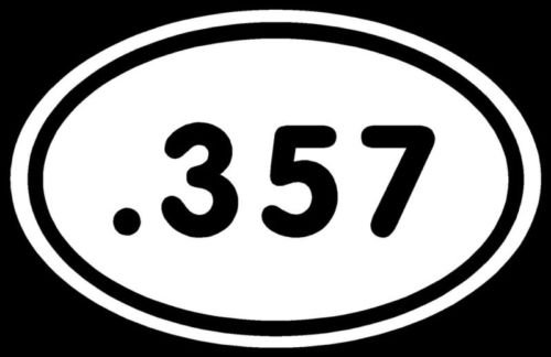 .357 Magnum Gun Sticker - White Oval Die Cut Vinyl Decal for Cars, Trucks, Windows, Laptops, Toolboxes | Perfect for Gun Enthusiasts, Shooting Range, Hunting & Outdoor Adventures