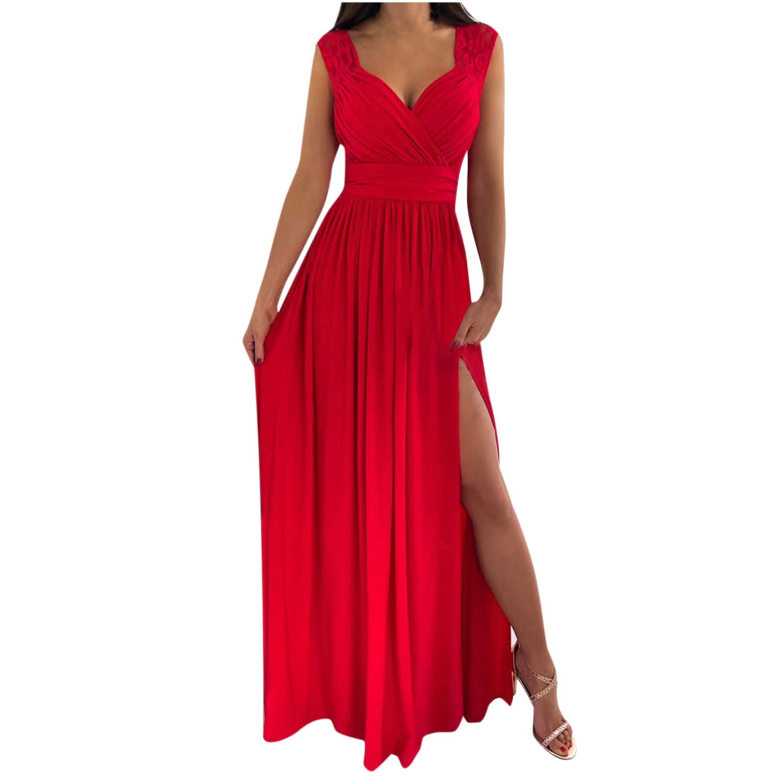 Elegant Floral Lace Wrap V-Neck Maxi Dress for Women - Wedding Guest, Evening Party & Formal Occasions