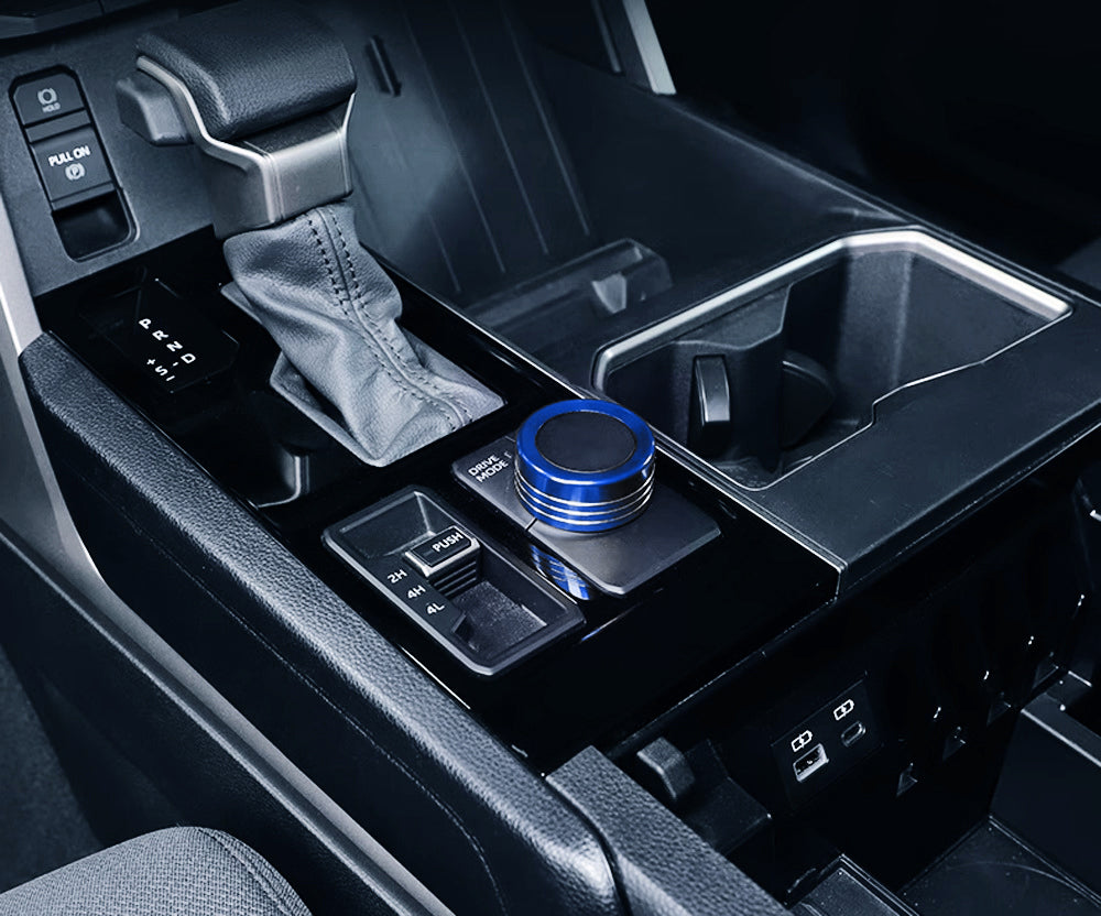 2 TRD Blue Driving Mode & Volume Knob Covers for 2022+ Toyota Tundra & Sequoia with 14